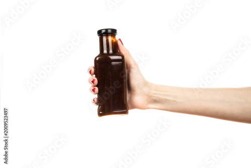 Barbecue sauce bottle isolated on white background.