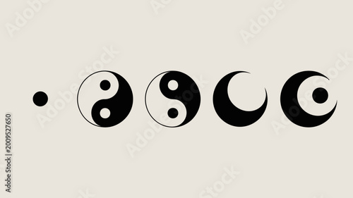 Foto A sequence displays the gradual transformation of a ying yang symbol into a cres
