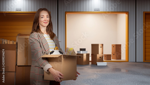 Self storage rental. Woman ...