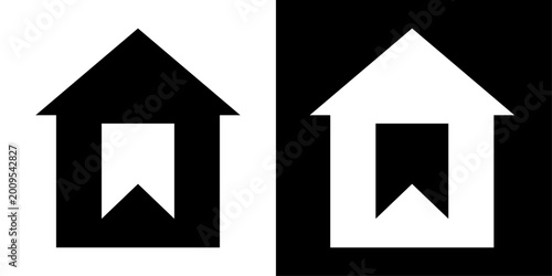 Billede på lærred House bookmark icon in solid style representing saved property, favorite home, real estate listing and residential selection concept