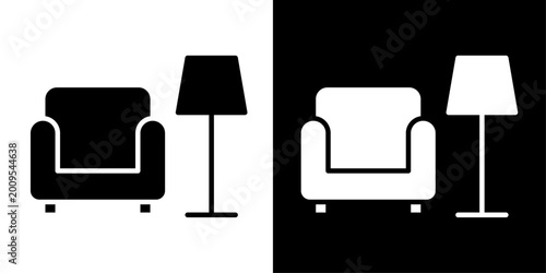 Living room icon in solid style representing home interior, lounge furniture, modern apartment decor and residential comfort.
