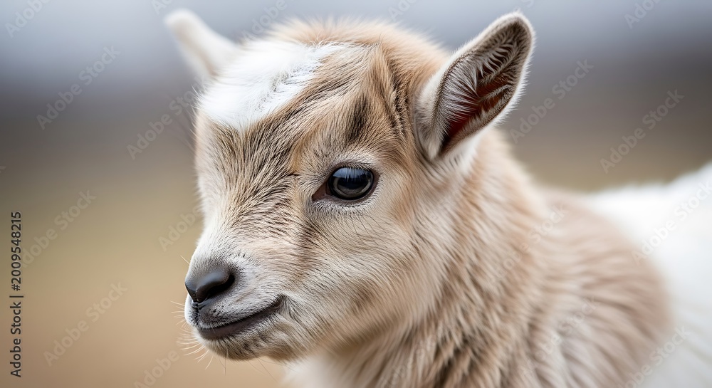Obraz premium Cute baby goat portrait outdoors.