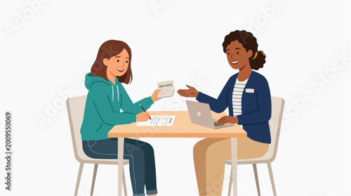 A counselor engaging in a consultation with a client. The client is receiving financial guidance. capturing the professionalism of financial planning. 