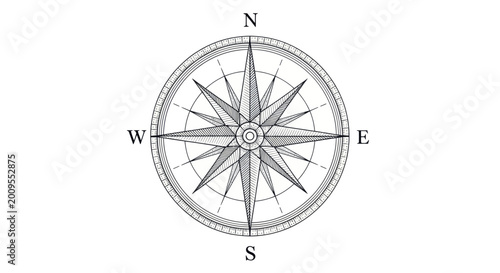 Photos Classic Nautical Compass Rose Showing Cardinal Directions.