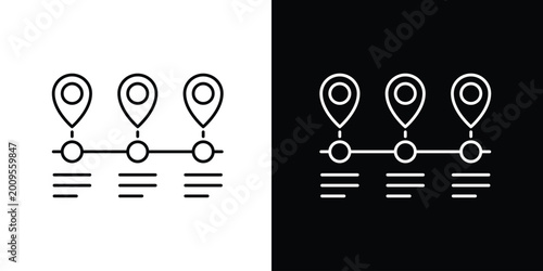 Принти на полотні Vector outline icon showing a linear timeline with four interconnected location