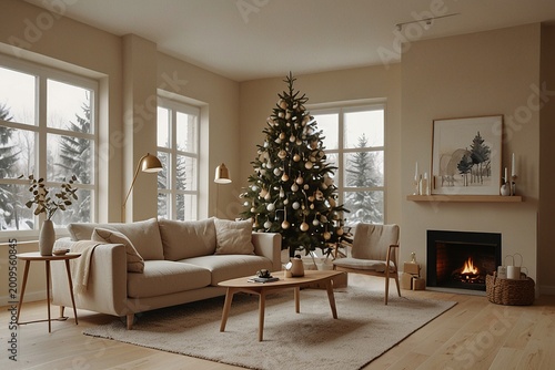 Christmass decoration interior room illustration background 