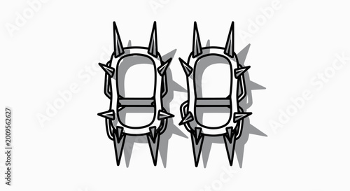 Obraz na płótnie Two metal spikes on white background.