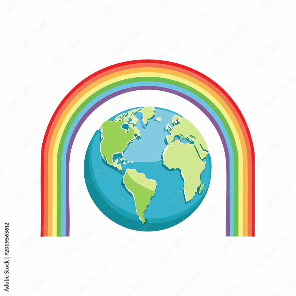 Naklejka premium Earth with Rainbow Arch