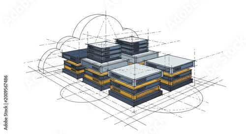 Cloud Computing Architecture Blueprint with Data Centers.
