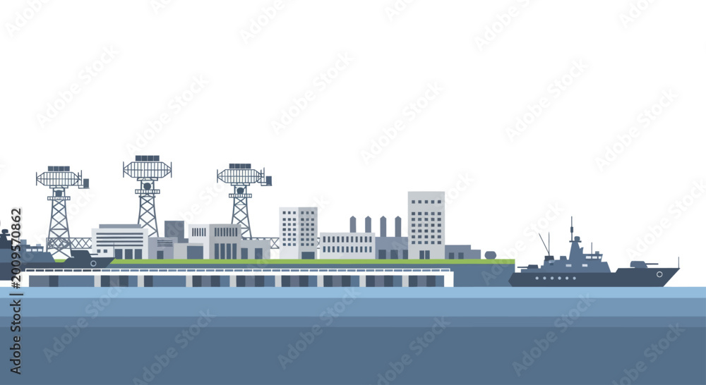 Obraz premium Modern Industrial Port with Cargo Ship and Cranes.