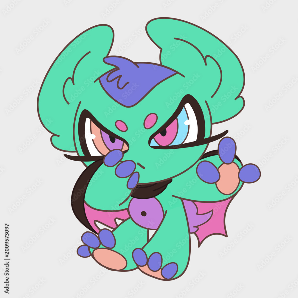 Fototapeta premium Cute cartoon bat. Funny character. Cartoon character design.