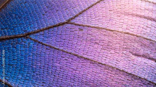 Abstract butterfly wing iridescent blue violet scale macro texture