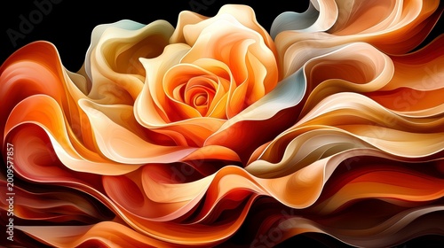 Abstract Floral Wave Design with Warm Orange Tones