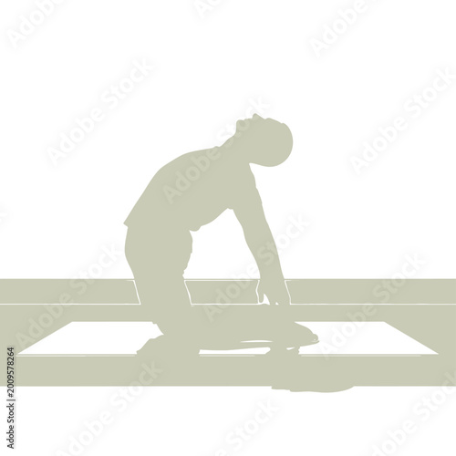 Schilderij op canvas Person bending over doing exercise.