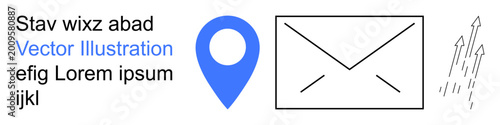 Free Download Navigation, email services, communication, digital messaging, progress tracking, business growth. Blue location pin, envelope and arrows. Navigation and email services concept - GFXLoad