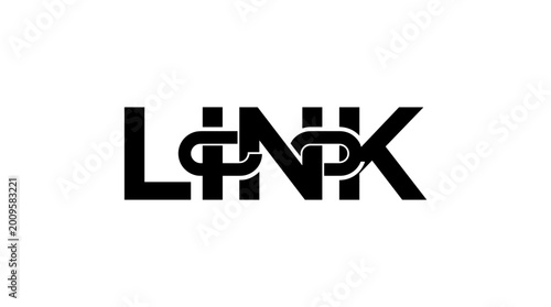 Free Download Link Connection Logo Design, Creative Typography with Interlocking Chain Link, Minimalist Black Vector Illustration for Network and Synergy - GFXLoad