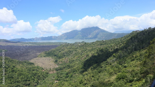 view from the mountain, seeing lake and sky