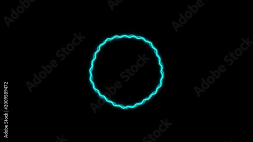 Neon Blue Glowing Wavy Circle Animation with Oscillating Energy Ring Effect on Black Background
