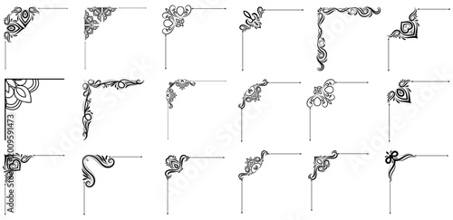 Schilderij op canvas Vector illustration of decorative frame corner set