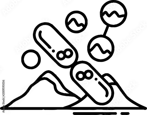 Schilderij op canvas Vector illustration of medicine capsules falling over mountains
