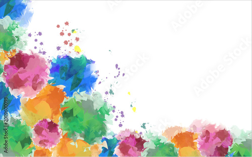 Abstract colourful watercolour background with splashes