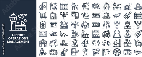 Foto Airport Operations Management outline icon set