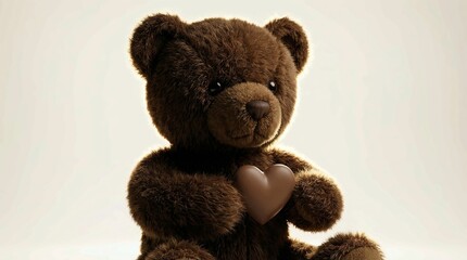 Brown teddy bear holding heart, Valentine's Day symbol