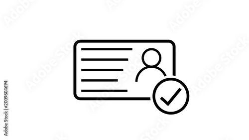 Id card animation. Profile verify icon motion graphics. Animated personal information icon. NID card verify. Driver's license verified 4k video.