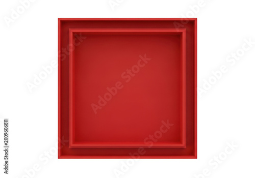Red square shape frame icon vector isolated