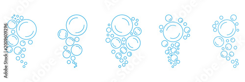 Bubble icon set. Soap foam, oxygen bubble, effervescent effect, fizzy drink. Editable Stroke. vector illustration.