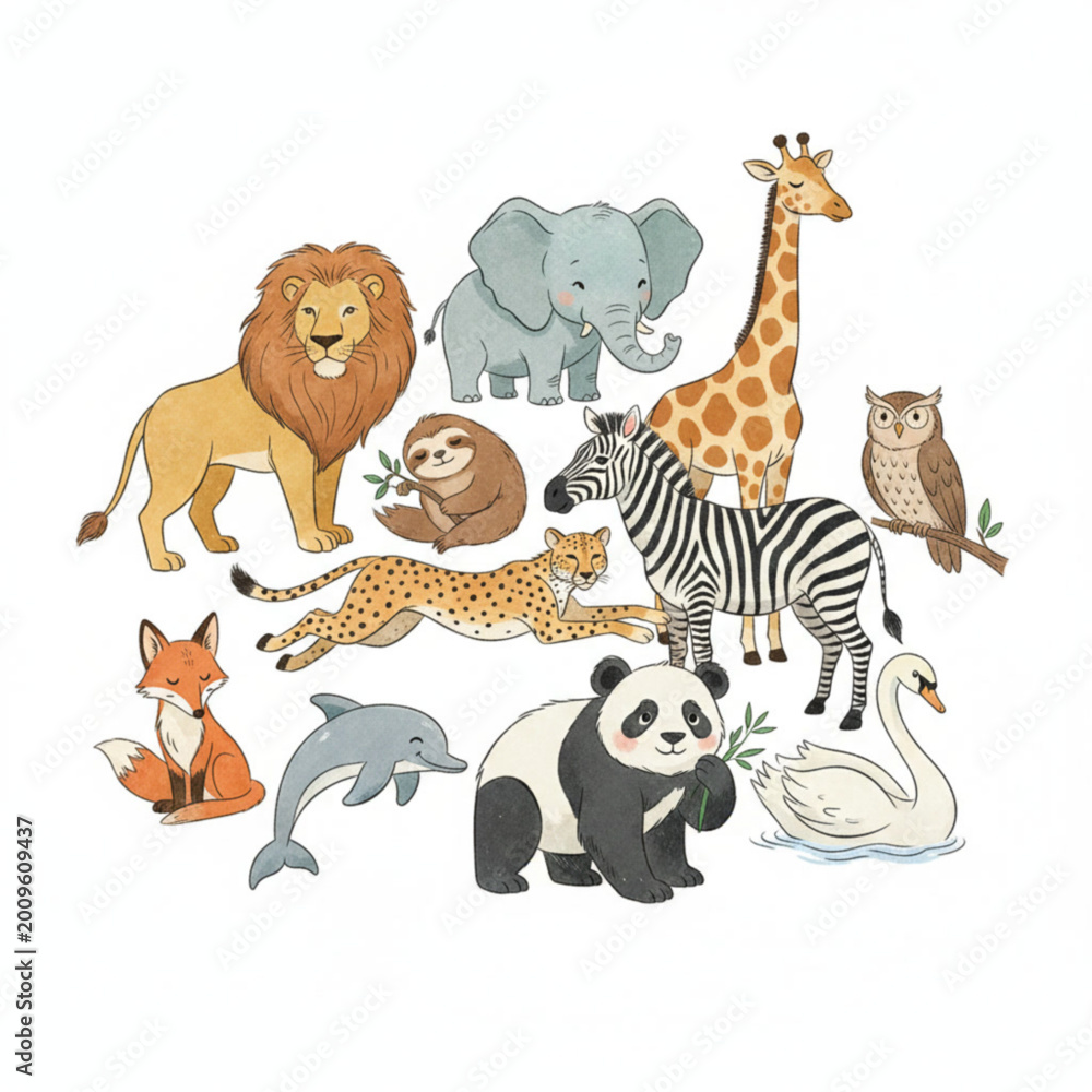 Fototapeta premium set of funny animals