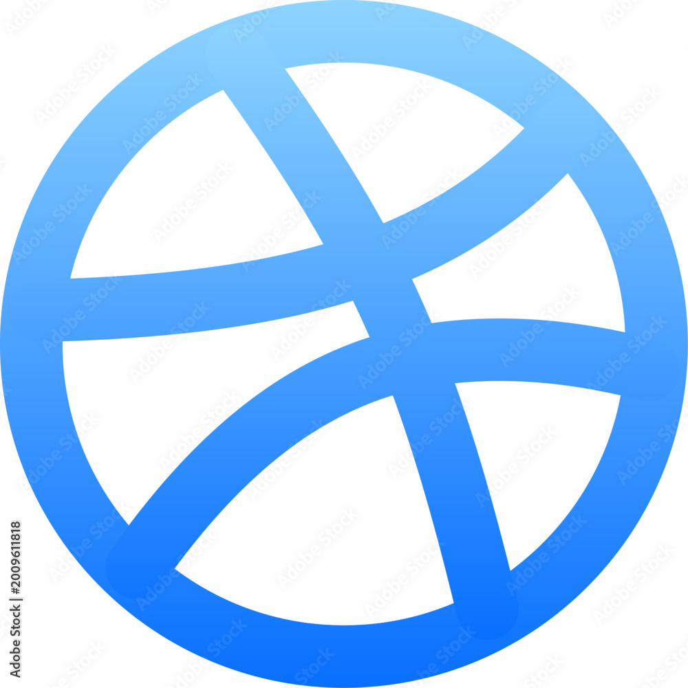 Obraz premium Modern blue gradient dribbble basketball sign for creative design portfolio interface