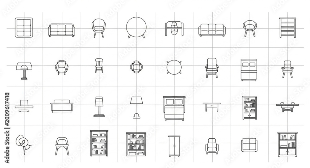 Obraz premium Architectural Floor Plan Symbols Collection for Interior Design.