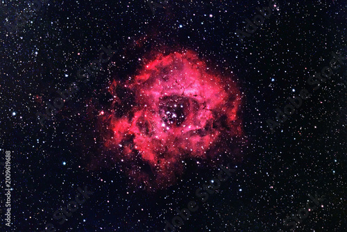 Rosette Nebular Against a Starry Background 