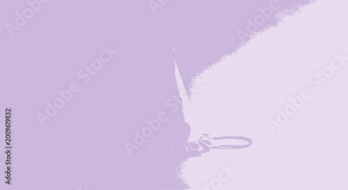 Minimalist abstract background with purple watercolor brush stroke and ring