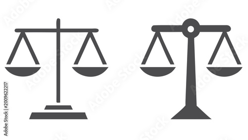 scales of justice icon set monochrome balanced symbols