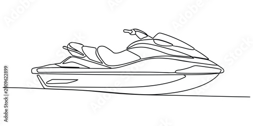 Canvas Print Continuous line drawing of a jet ski watercraft