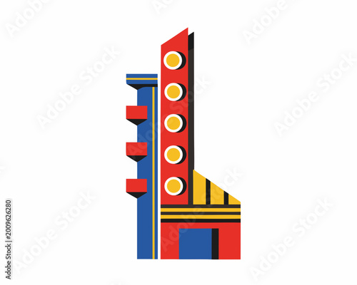 Canvas Print modernist structure illustration colorful geometric design on white background