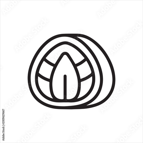 Strawberry daifuku mochi outline icon. Japanese rice cake with berry filling. Line vector illustration isolated on white