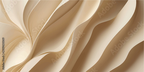 Картината върху платно Minimal beige abstract wave background with smooth flowing curves, elegant layer