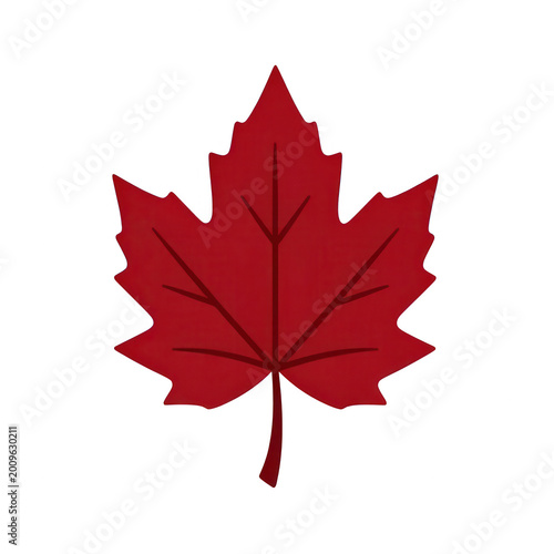 Red Maple Leaf Symbol Design Element Isolated on Transparent Background