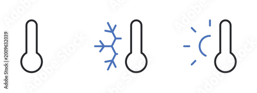 Photos Temperature icons set editable stroke line vector illustration.