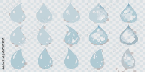 Photos Collection of translucent water droplets isolated on transparent background high