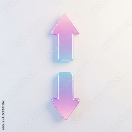 Up and down arrows on white background, direction concept