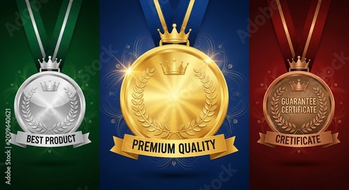 Triumphant Gold, Silver & Bronze Medals: Symbolizing Excellence and Achievement.