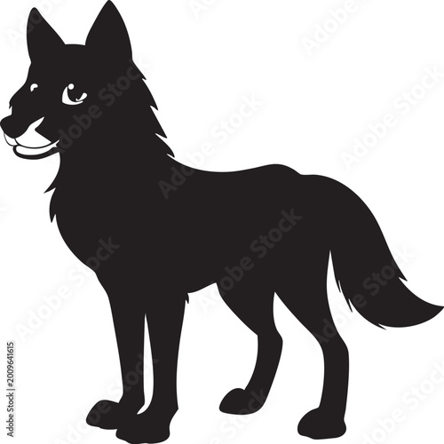 Photography vector illustration of wolf and fox wild animals silhouette design for wildlife