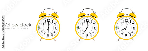 Tablou pe pânză Yellow alarm clock isolated on the white background