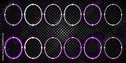Foto ten oval rings in purple pink cyan blue and white
