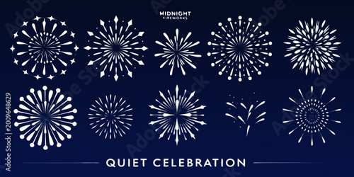 Foto Collection of firework vector illustrations in various designs with a dark backg