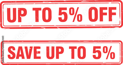 Red Up to 5 Percent Off Discount Sale Banner Stamp for Retail Promotions and Marketing